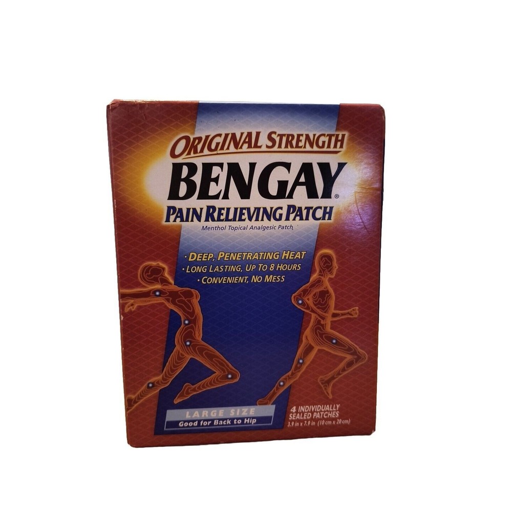 Bengay Pain Relieving Patch Deep Penetrating Heat Original Strength Relief 4 ct